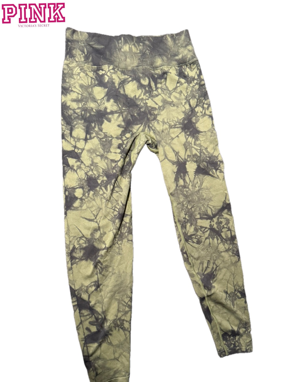 PINK Victoria's Secret Kids Olive and Charcoal Tie-Dye Leggings